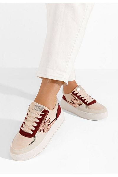 B T Shoes Nadine red platform sneakers