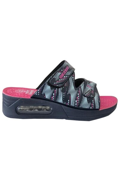 GEZER Μαύρο-Ροζ Γυναικείες Παντόφλες gzr11796