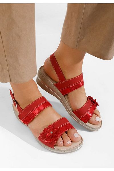 B T Shoes Perira red orthopedic sandals
