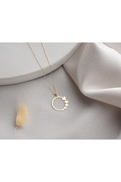 Minimal Kolye 14 Ayar Altın Yuvarlak Kalpli Kolye - Minimal Kolye