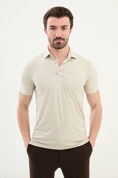 Mcr Tricou pentru bărbați cu guler polo, slim, Stone - 36827.24Y