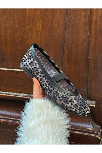 ERVANIN BUTİĞİ Balerini de damă elastici cu detalii din tulle leopard (Vivary)
