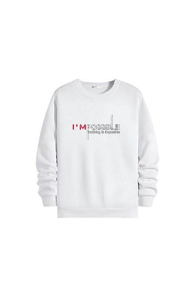 Gölge Store Μοντέρνο και κομψό εμπριμέ Unisex Slimfit Crew Neck φούτερ 1351