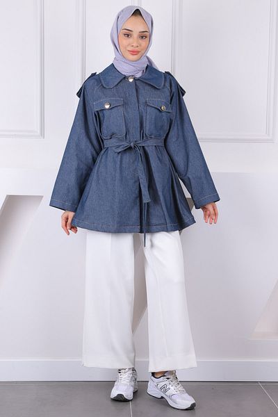 İmajButik Σκούρο μπλε μπουφάν με διπλή τσέπη