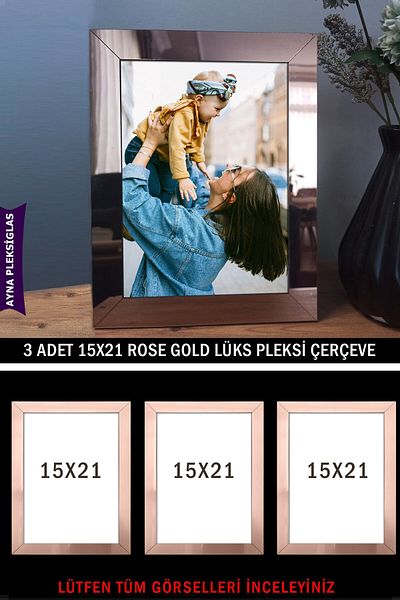 yhfoto 3 Pieces 15x21 A5 Rose Gold Mirror Plexiglass Frame - Luxury Plexiglass Frame