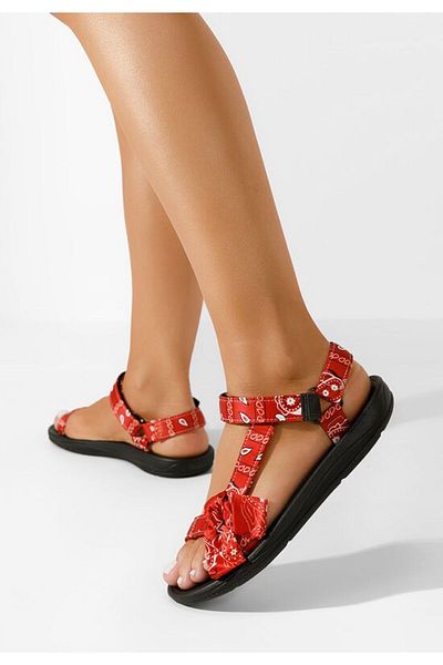 B T Shoes Women's sandals without heels Loena V5 red