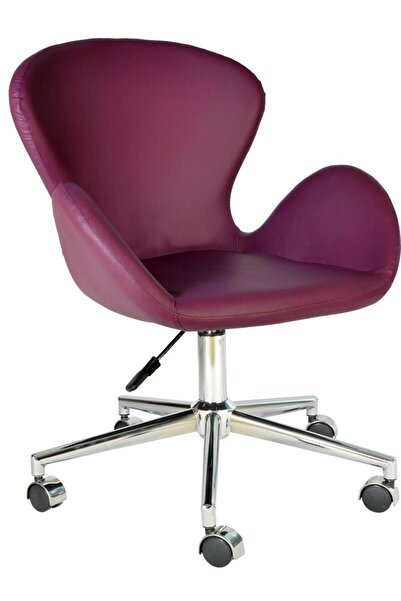 Bürocci Roberta Metal Ayaklı Çalışma Koltuğu-mor Deri-2069a0124