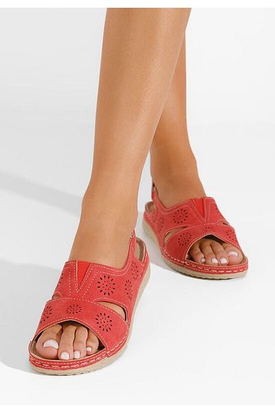 B T Shoes Lisandra red flat sandals