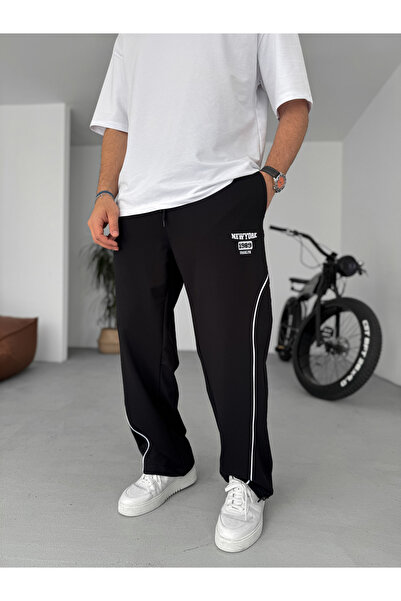 BYBASICMAN Черен нюйоркски бродерен спортен екип с крачоли PM-015