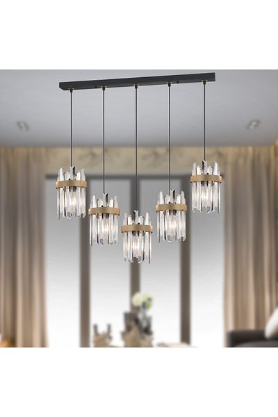 Apliqa Lustra Cristal HubRom, APATIT 3944-05S-BL 80x80 cm 5xE27-60W Negru /Antiq