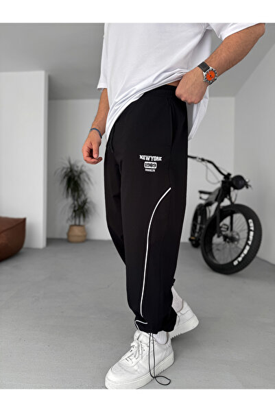 BYBASICMAN Μαύρη φόρμα με κέντημα New York PM-015