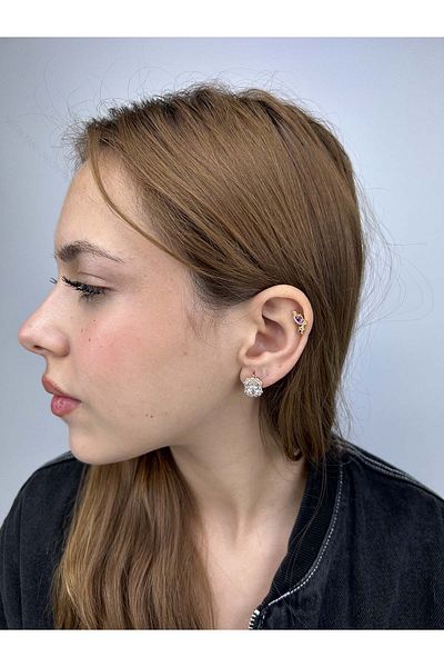Neon Takı by Atalay Model with Zircon Stone, Sensitivity Tag and Stainless Steel 47 Fabric Case