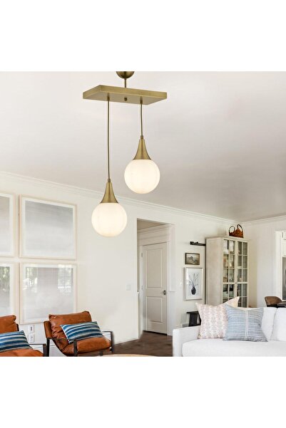 Apliqa Damla 2 Li Sıralı Eskitme Modern Sarkıt Mutfak Oturma Odası Salon Sarkıt Avize