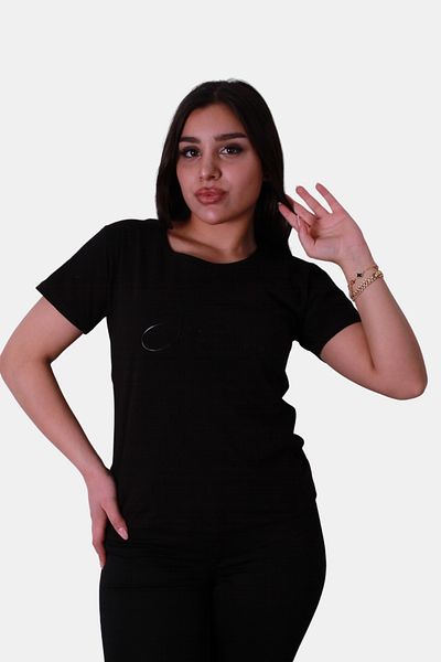 trender Tricou negru pentru femei Slim Fit A-breath Facial Bump