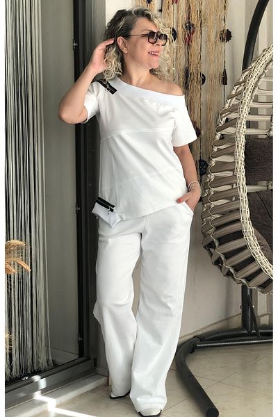 Dila Butik Double Suit with Zipper Detail