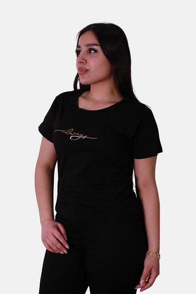 trender Tricou negru pentru femei Slim Fit Always Bask