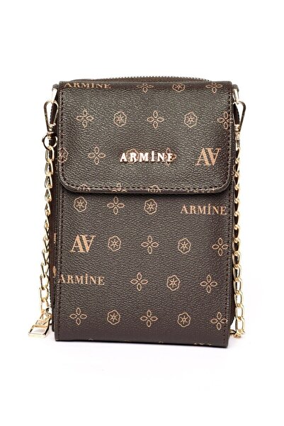 Armine Pratik Kahve Printed Modern Shoulder Bag Brown