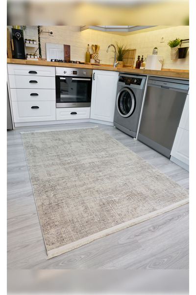 Apex Halı Riena 1162 Latte Yumuşak Dokulu Yıkanabilir İnce Kadife Dokuma Taban Saten Bambu Halı