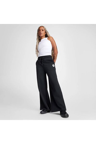 converse Women's Black Knit Wide Leg Sweatpants 10027980 -001