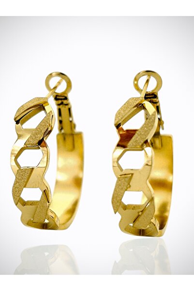 HADDE ÇELİK 316L GURMET DETAYLI GOLD HALKA KÜPE