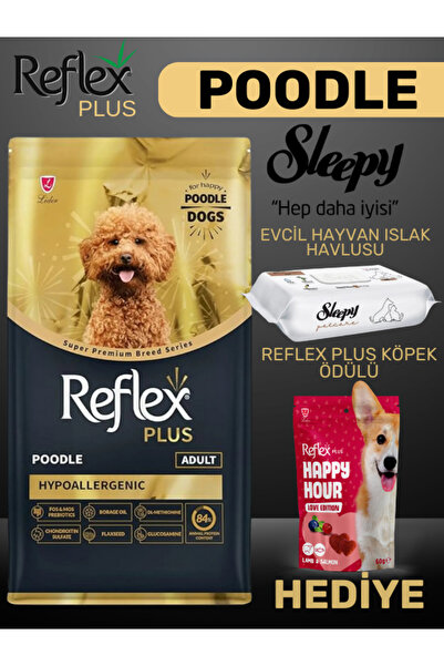 Reflex PLUS POODLE KÖPEK MAMASI 2 KG + SLEEPY EVCİL HAYVAN ISLAK HAVLUSU HEDİYE