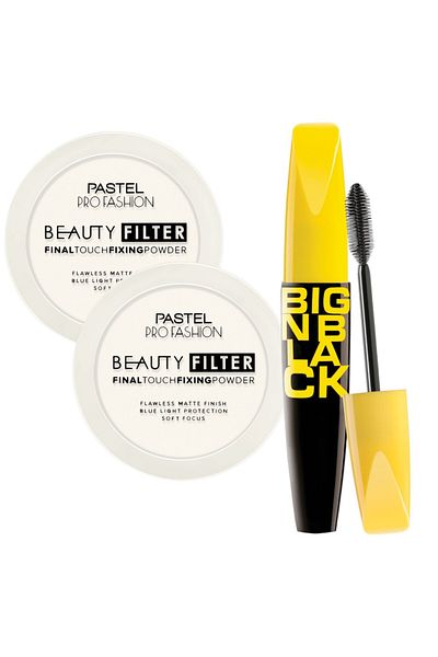 Pastel Beauty Filter Fixing Powder Powder 00 -2 Pieces + Big N Black Mascara - Mascara