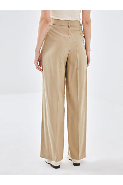 LC Waikiki Beige Loose Fit Wide Leg Women's Trousers