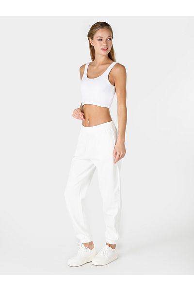 Colin's Pantaloni de sport albi pentru femei, cu talie medie, cu buzunare