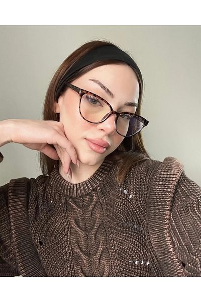 LOOKUP Blue Light Protection Glasses Cat Eye Optical Compatible (Transparent Glass Can Be Changed) 50 Ekartman Display Glasses