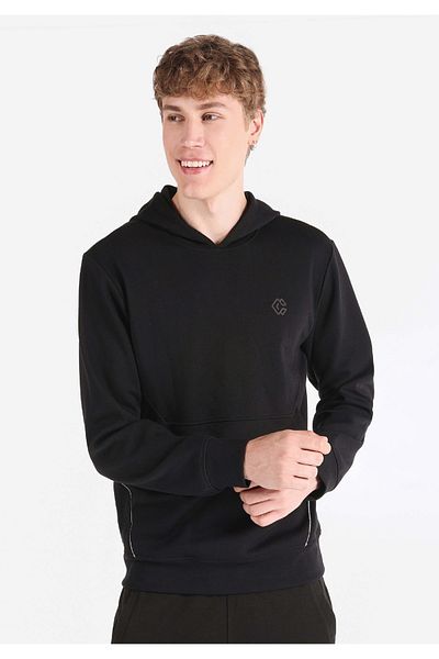 Colin's Hanorac negru pentru bărbați, cu croiala normală