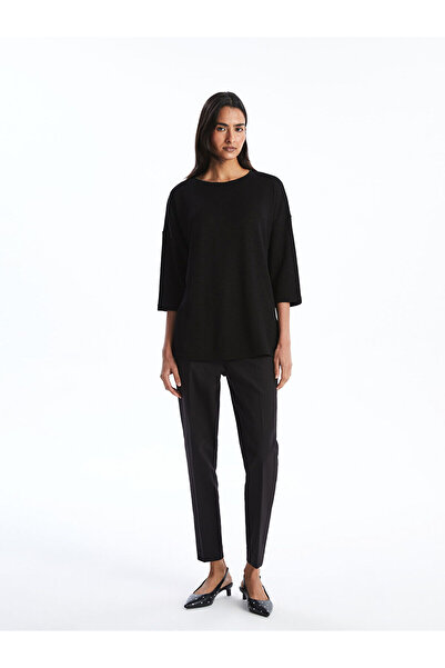 LC Waikiki Black Crew Neck Oversize Women's T-Shirt