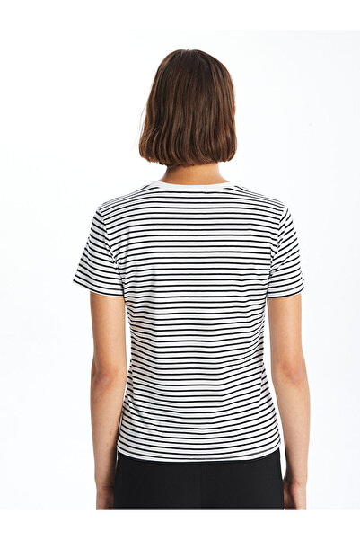 LC Waikiki Γυναικείο T-Shirt με ριγέ Crew Neck - Κοντό μανίκι