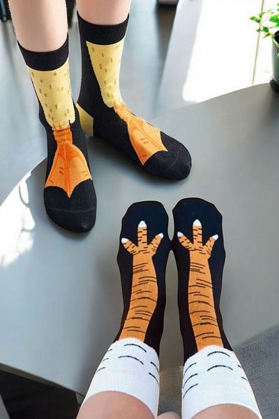 ZEYZEY MONKEY Σετ 2 κάλτσες με σχέδια με πόδια κοτόπουλου και πόδια πάπιας