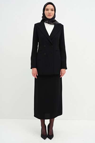 Tuğba Kruvaze Basic Ceket - Siyah