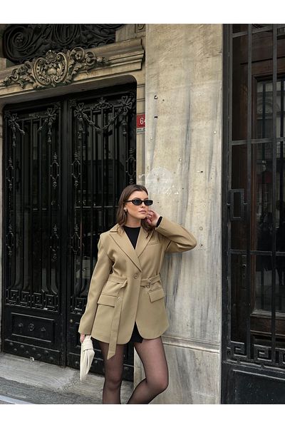VOLT CLOTHİNG Gefütterte Blazerjacke für Damen mit Gürteldetail