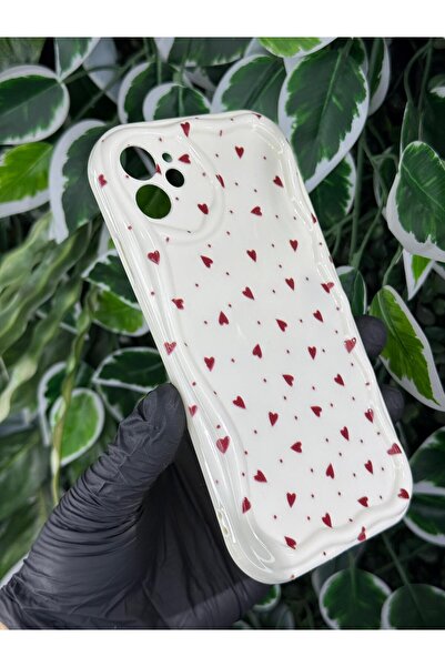 Store IPHONE 12 UYUMLU MİNİ KALP BASKILI DESENLİ SİLİKON KILIF