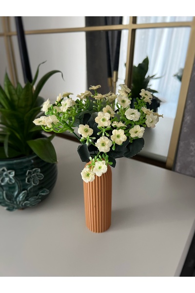 ToffyStore Terracota Desenli Vazo ve Çiçek Seti