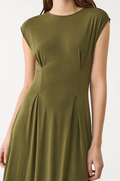 Stradivarius Short Sleeve Pleated Midi Dress Limited Edition