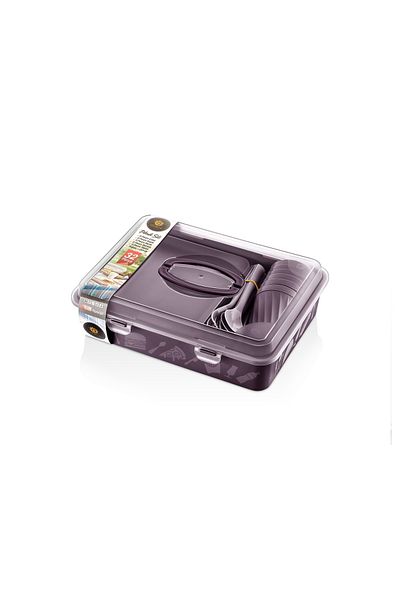 Carpekitchen Damson Picnic Set for 6 people, Cake, Pastry, 32 Pieces with Carrying Container
