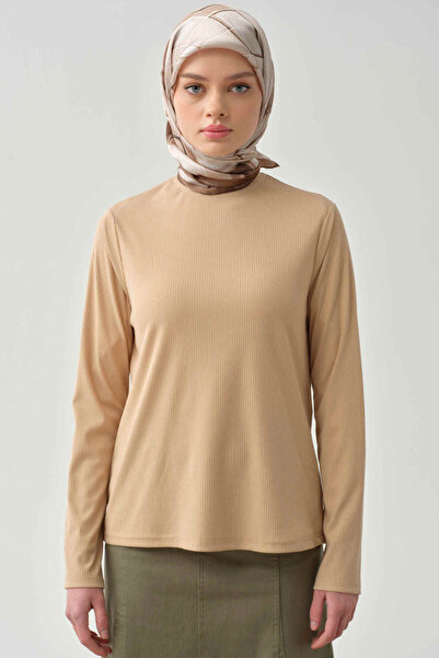 Tuğba Balıkçı Yaka Örme Bluz - Bej