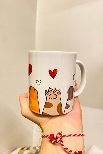 Namgo Cat Paws Full Printed White Porcelain Mug