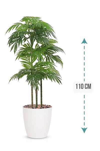 Generic Artificial palm tree 110 cm (3 branches) with a cylindrical plastic stand