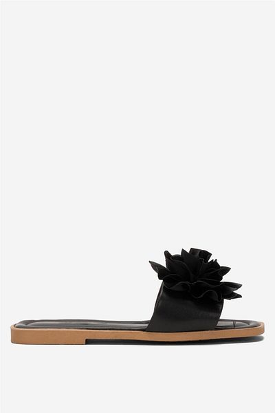 Liger Black Slippers with Rose Flowers and Bundle Gift Dowry Holder