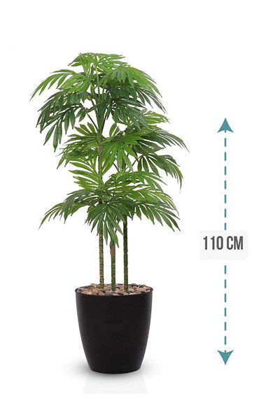 Generic Artificial palm tree 110 cm (3 branches) with a cylindrical plastic stand