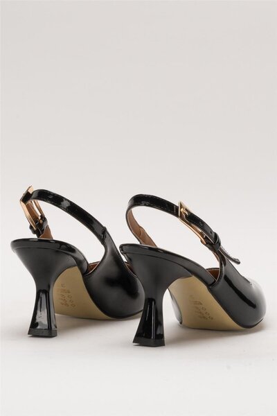 Liger Women's Pointed Toe Open Back 8 cm Heeled Shoes Black