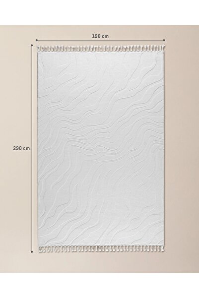 Madame Coco Pluie Rölyef Halı - Beyaz - 190x290 cm