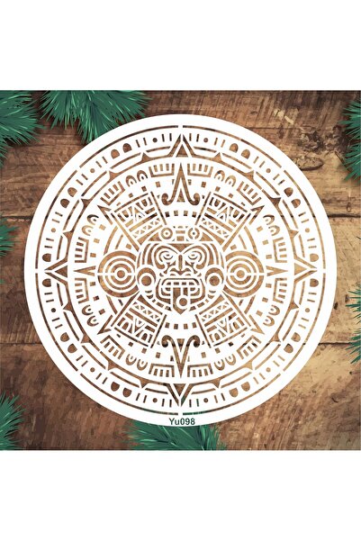 STENCİLTASARIM Stencil Tasarım YU098 Aztek- Dekoratif Duvar, Eşya,kumaş,fayan...