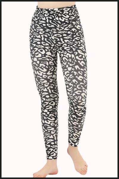 missmaral Women's Leggings High Waist Recovery Black Leopard Digital Printed Comfortable & Stylish Model