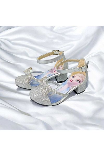 pediashoes Girl's Lame Color Heeled Transparent Edge Evening Shoes