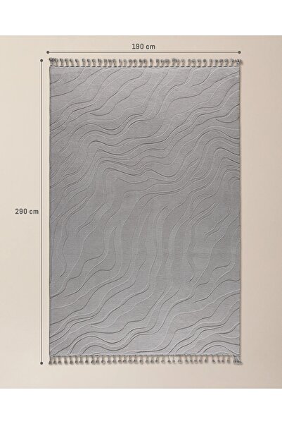 Madame Coco Pluie Rölyef Halı - Gri - 190x290 cm